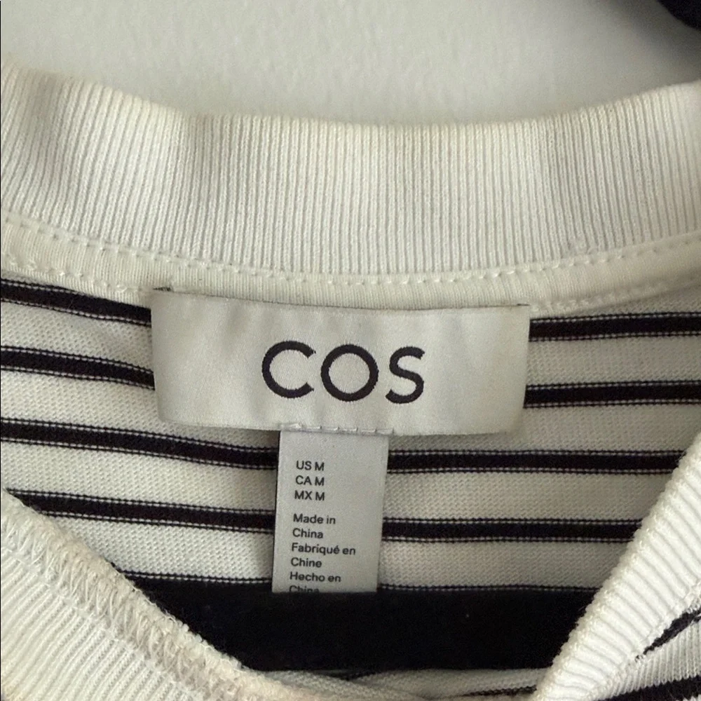 COS Striped Crewneck Tee - White & Black - Picture 2 of 2